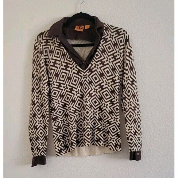 Tory Burch Merino Wool Dickie V-neck Sweater Brown size S - Picture 10 of 10